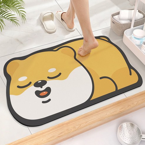 룰루홈 귀여운 캐릭터 규조토 주방 매트, 시바