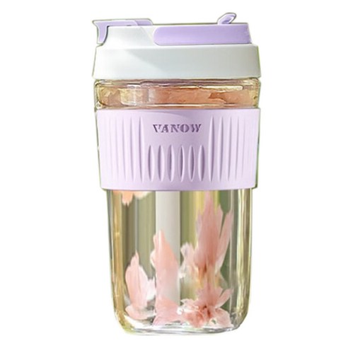 Vanow 더블 드링크 휴대용 텀블러, 화이트 퍼플, 1개, 460ml