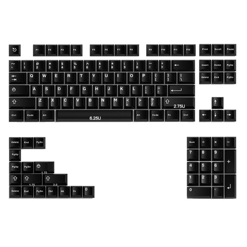 121 PCS WOB Double Shot Keycaps CherryProfile Game Keycap 대부분의 기계식 키보드 108 104 980 96 87, 검은색