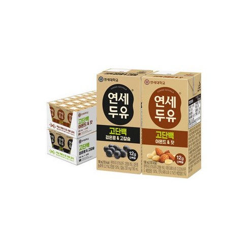 연세 고단백 두유 48팩 (검은콩고칼슘24 + 아몬드잣24), 상세페이지 참조, 1세트
