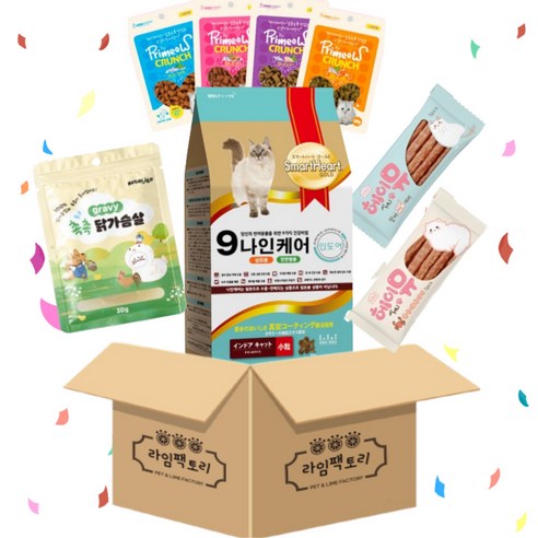 나인케어 인도어 고양이 건식사료 6kg+헤이뮤장어져키1p+헤이뮤붉은대게져키1p+프리미오크런치50g - 건식사료 | 쿠팡