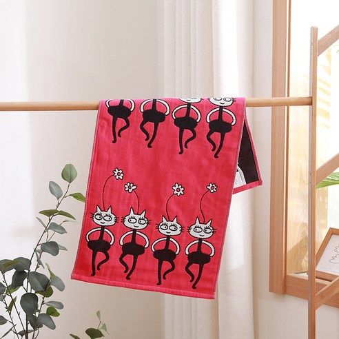 면 거즈 수건 성인 흡수 수건 3층 거즈 부드럽다 세수하다 큰 수건 선물, 35x75, 고양이 가루