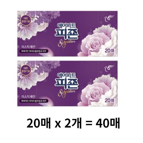 피죤 에어시트 리치퍼퓸 시트형 섬유유연제 미스틱 레인 본품 20p, 6개, 20매