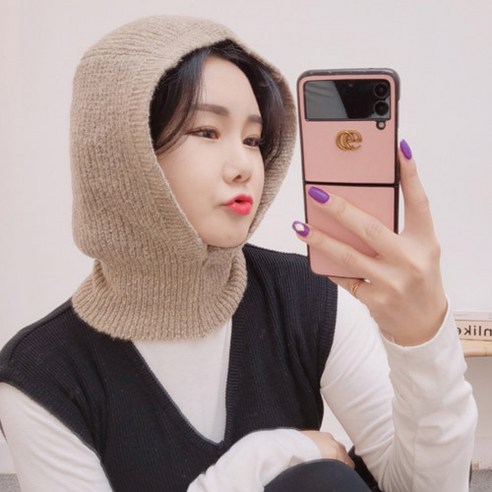 (한스모자)바라클라바 넥워머 고퀄리티 따뜻한 워머 스키장 골프 운동, 연베이지