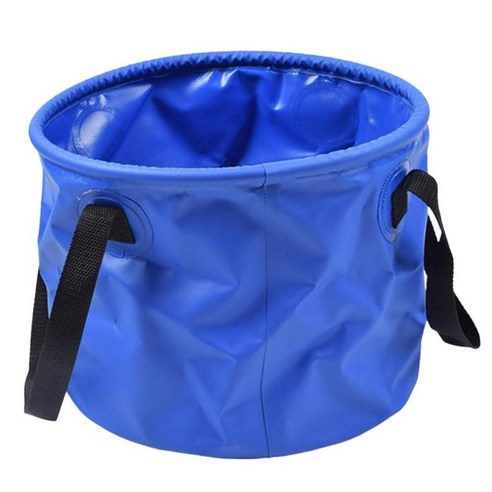접을 수 있는 물통 양동이 세면기 휴대용 야외 물 운반 가방, 블루, 10L, PVC