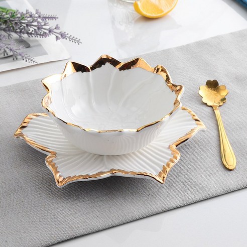 세라믹 프놈펜 얀 No Bowl 디저트 그릇 섬세한 Tremella Bowl 뷰티 살롱 가정용 설탕 워터 작은 그릇 유럽 코트 식기, (프놈펜) 꽃 그릇 접시 벚꽃 숟가락 175 ml