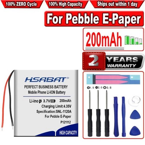 HSABAT-Pebble E-Paper 용 P121112 배터리 200mAh, 한개옵션0