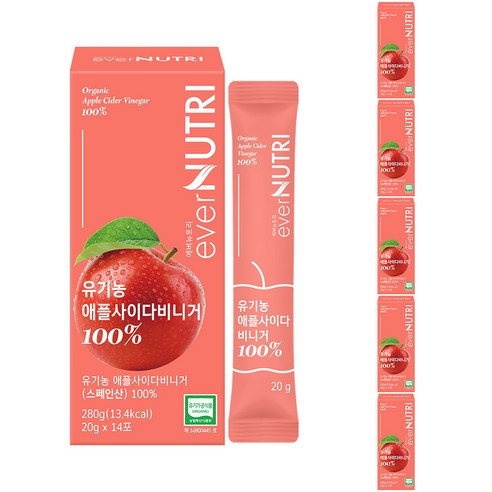 에버뉴트리 스페인산 유기농 애사비 100% 애플사이다비니거, 6개, 280g