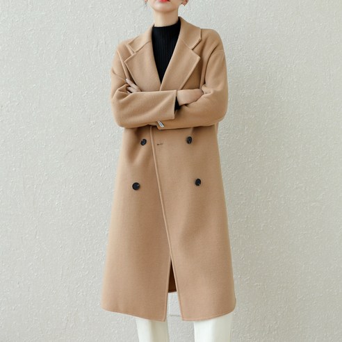 Mao양면 모직 코트 가을 겨울 새로운 패션 중순 기질 긴 햅번 스타일 느슨한 슬리밍 모직 코트