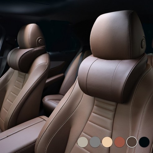 엔칸타 세이프레더넥 가죽 메모리폼 차량용 목쿠션, 2개, 초코브라운