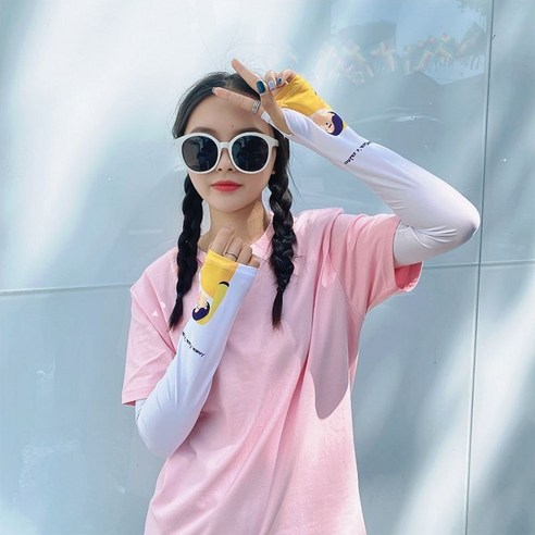 ZZJJC 프린트 캐릭터 쿨토시 선블라우스 여 아웃도어 드라이빙 아암 쿨토시, 업그레이드된 아이스(노란머리여)아이)