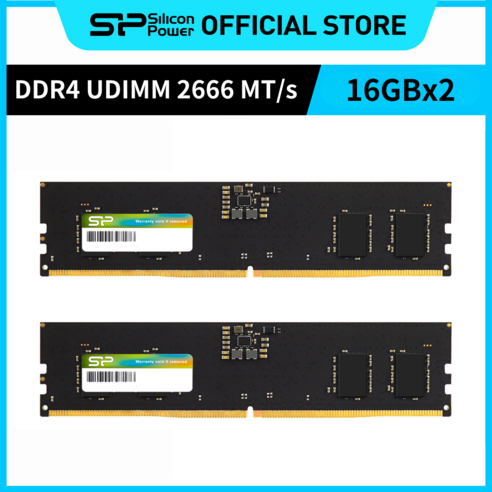 실리콘파워 Silicon Power DDR4 2666 PC4-21300 데스크탑용 램 패키지 메모리 RAM UDIMM, 16GB*2, 1개