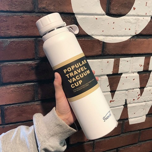 보온병 컵 스포츠 남자 대용량 주전자 차 필터 휴대용 학생 스테인레스 스틸 Ml 컵, 1100Ml/화이트+차필터, 하나