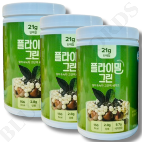 플라이밀 단백질 쉐이크 대용량 그린 녹차맛, 630g, 3개