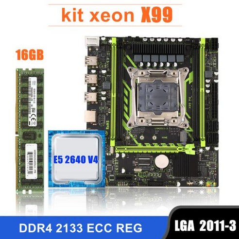 Kllisre X99 마더보드 콤보 키트 세트 LGA 2011-3 제온 E5 2640 V4 CPU DDR4 16GB 2133MHz ECC 메모리