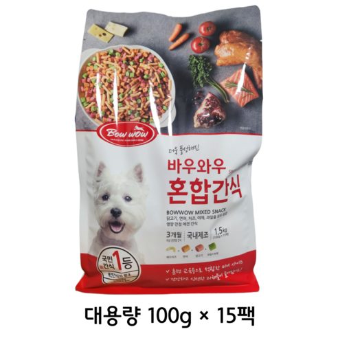 Bowwow 바우와우 애견용 혼합간식, 1.5kg, 1세트, 혼합맛