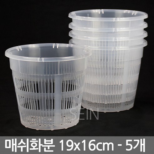 투명 통기 매쉬 화분 5개 - 메쉬 플분 슬릿 난 재배 풍란 호접란 란 분 식물 분재 삽목 원형 난분 그물 다육 선인장 인테리어