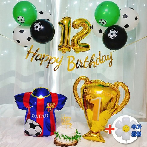 스마일파티 축구 생일 풍선 파티 세트, 1세트, 12세