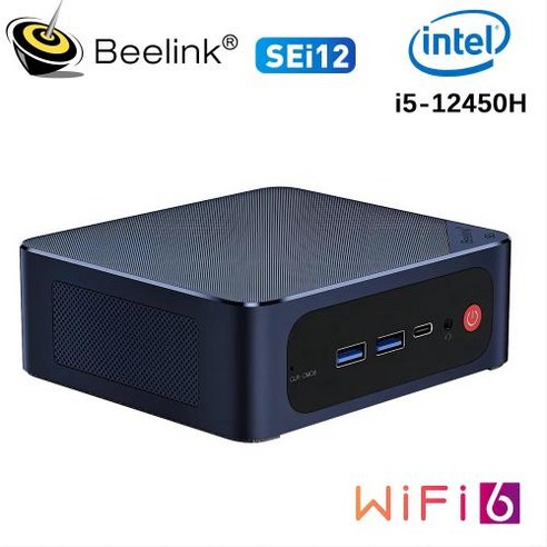 BEELINK 미니 PC SEi12 12450H 게임 인텔 코어 i5 12 세대 16GB DDR4 500GB 1T SSD BT52 1000M SEi1212450H 데스크탑 컴퓨터, 없음, 없음, 9) 32GB 500GB  i512450HEU