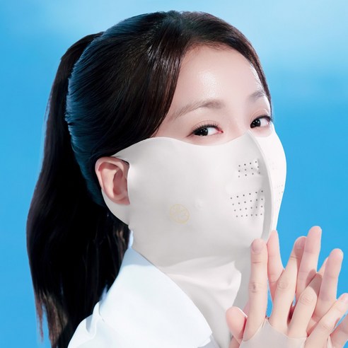 모델로 자외선차단 골프 마스크 얼굴햇빛가리개 마스크 남성 여성 에어핏 롱넥 UPF 50+, 아이보리, 1개