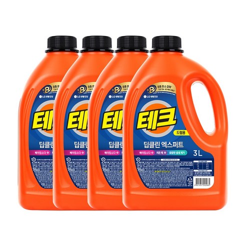 테크 딥클린 세탁세제 3L 용기_드럼*4개, 4개