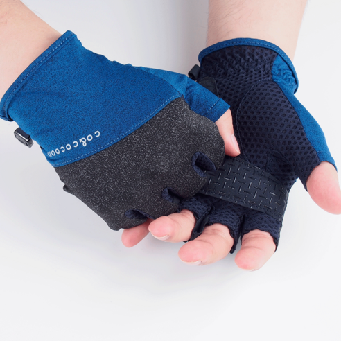 코앤코쿤 쿠션패드 반장갑 자전거 남성 장갑, 쉐도우마린, 1개