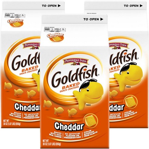 페퍼리지팜 골드피시 베이크드 스낵 크래커 체다, 3개, 850g