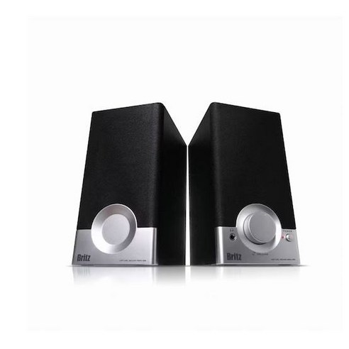 브리츠 2채널 PC스피커, BR-1000A Cuve Black 2, 실버 + 블랙