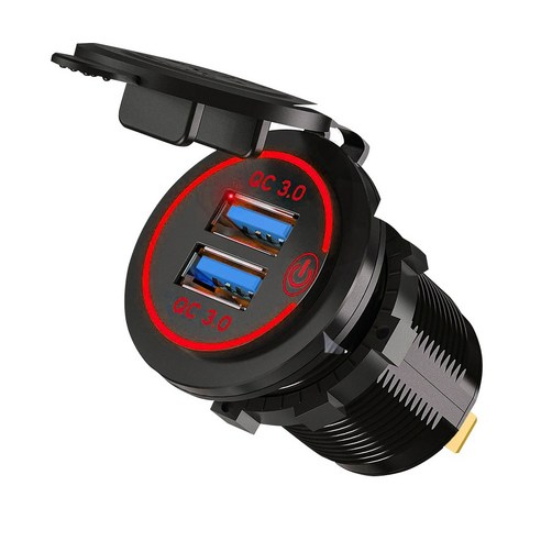 빠른 충전 3.0 듀얼 USB 자동차 충전기 소켓 방수 12V/24V QC3.0 USB 빠른 충전기 소켓 전원 콘센트 터치 스위치 D5, Type2