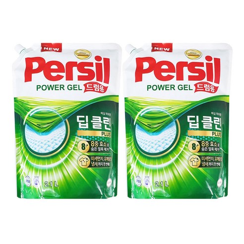 퍼실 딥클린 플러스 파워젤 액상세제 드럼용 리필, 2.1L, 2개