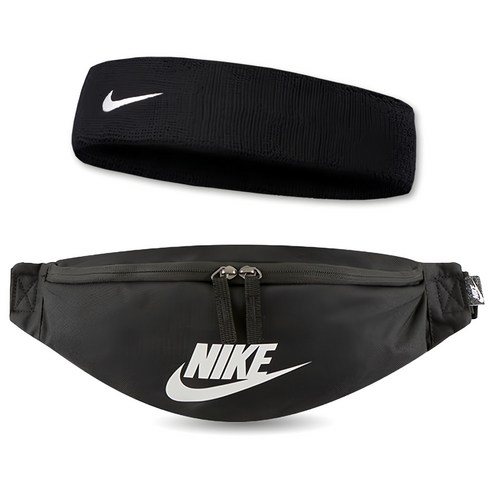 나이키 헤리티지 웨이스트백 DB0490-010 + 헤드밴드 AC2285-010, 블랙, 1개