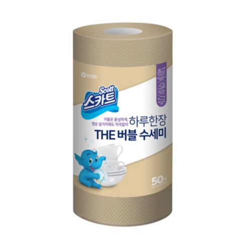 스카트 하루 한 장 The 버블 수세미 50p, 베이지, 3개