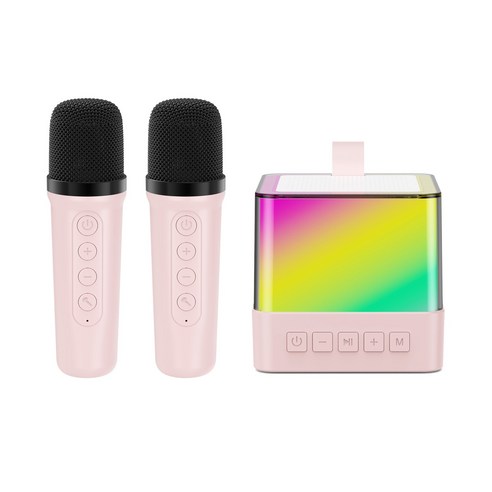 블루투스 스피커 캠핑 가정용 카라오케 RGB 무드등, 블랙