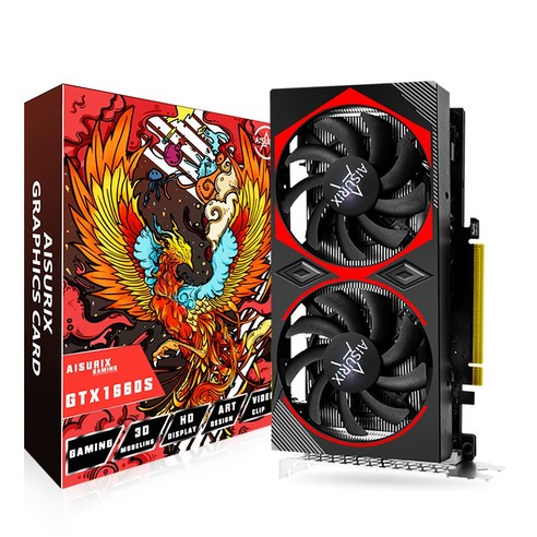 4060ti AISURIX Gaming 지포스 GTX 1660 SUPER 6GB 그래픽카드 듀얼 팬 OC GDDR6 192 비트 게이밍 PC PCIE 3.0X16 HDMI/DP/DVI 포트 포, GTX 1660 SUPER 6G