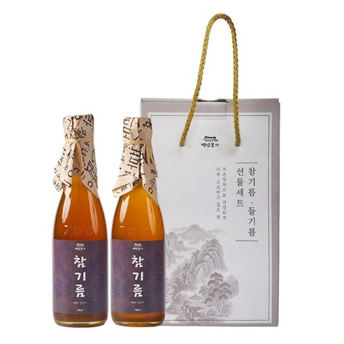 백년본가 저온압착 프리미엄 참기름350ml+참기름350ml 선물세트