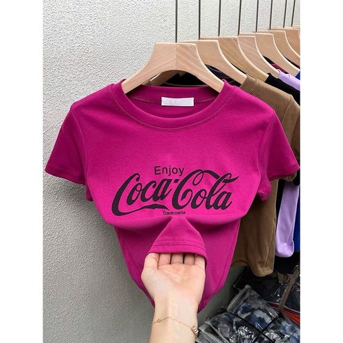 여성 댄스복 슬림 반팔 탑 코튼 티셔츠 여성 크롭 반팔티 라운드 크롭티