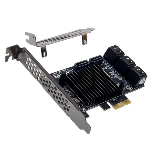 Xzante PCI-E - SATA 3.0 확장 카드 X1 9215 8포트 6Gb/S 라이저 하드 디스크 어댑터, 검정
