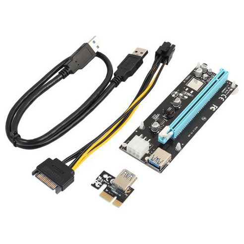 Retemporel USB 3.0 미니 PCI-E-PCIe PCI Express 1X ~ 16X 익스텐더 라이저 카드 어댑터 BTC 마이닝용 SATA 6Pin 전원 케이블, PCIe 라이저 카드