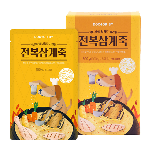 닥터바이 전연령용 전복삼계죽탕 강아지 보양식 5p, 닭, 100g, 1개