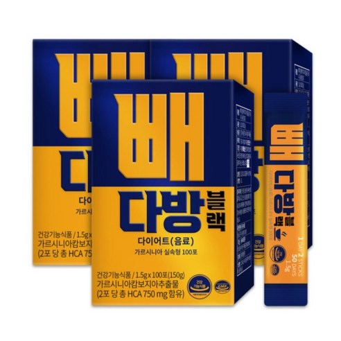 순수식품 빼다방 블랙 다이어트 가르시니아 100포 3개, 100g