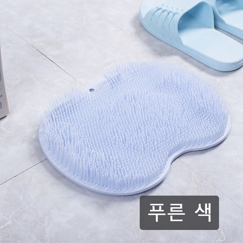 욕실용 풋 브러쉬 매트 벽걸이 빨판 마사지 매트 2개 세트, 1세트, 2개입, 블루