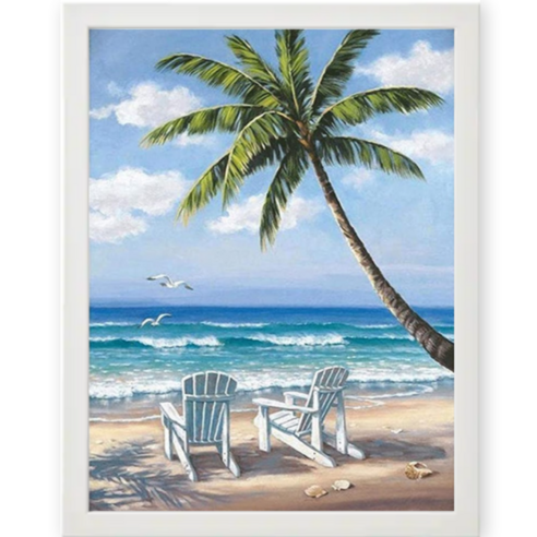 여름보석십자수 추천 상품액자 세트 DIY 보석 큐빅 비즈 십자수 30x40 cm, 36.한가로운 휴가..., 1개 제품 사진