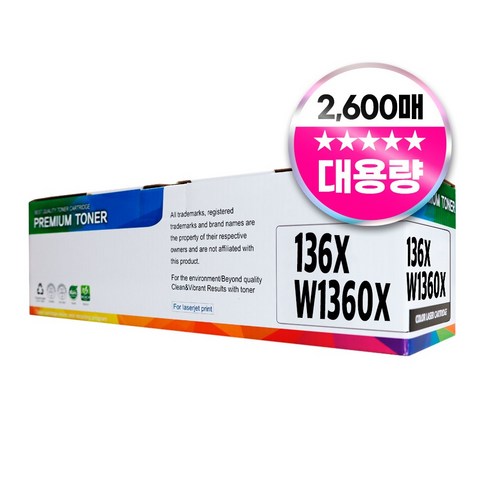 HP 136X W1360X 호환 토너, W1360X 대용량검정, 1개