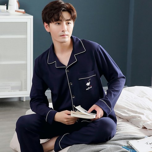 남성용 잠옷 가을과 겨울 프리 사이즈 캐주얼