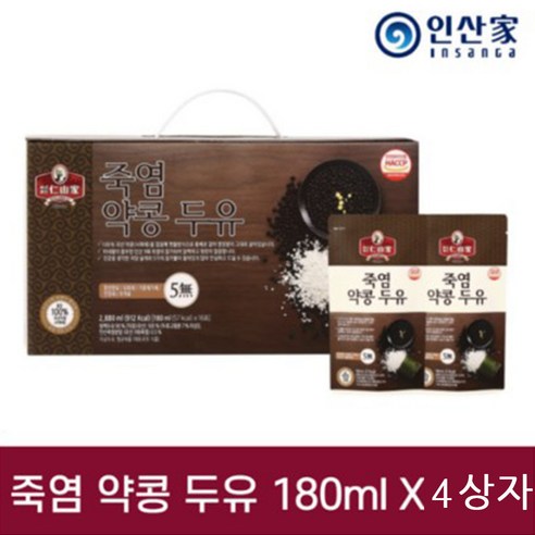 인산가 인산가 죽염 약콩 두유 4상자, 180ml x 64팩  non-GMO