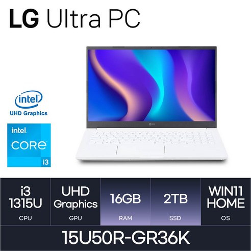 LG전자 울트라PC 15U50R-GR36K, WIN11 Home, 16GB, 2TB, 화이트