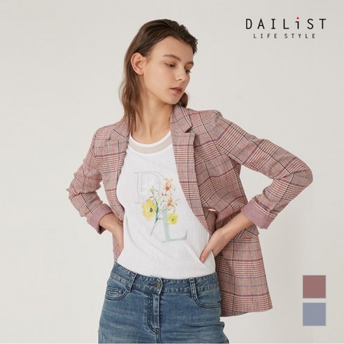 [올리비아로렌(공식)] [데일리스트] 체크 린넨 테일러드_MDBFUYM3121