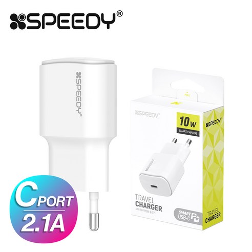스피디 10W PD C타입 USB 포트 1포트 충전기(삼성 갤럭시 아이폰 호환 일반충전 어댑터), 1개, 화이트