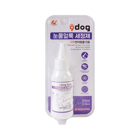 일음쇼핑^*^m구독(9dog) 눈물얼룩 세정제 100ml 자국 지우개 없애기 지우기 강아지 애완견일medi^*^, 1개