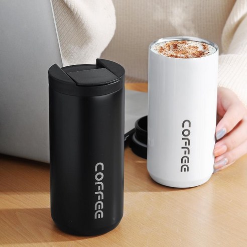 커피 컵 휴대용 절연 스테인레스 스틸 동반 컵, 커피 컵 브러시, Black-550ml